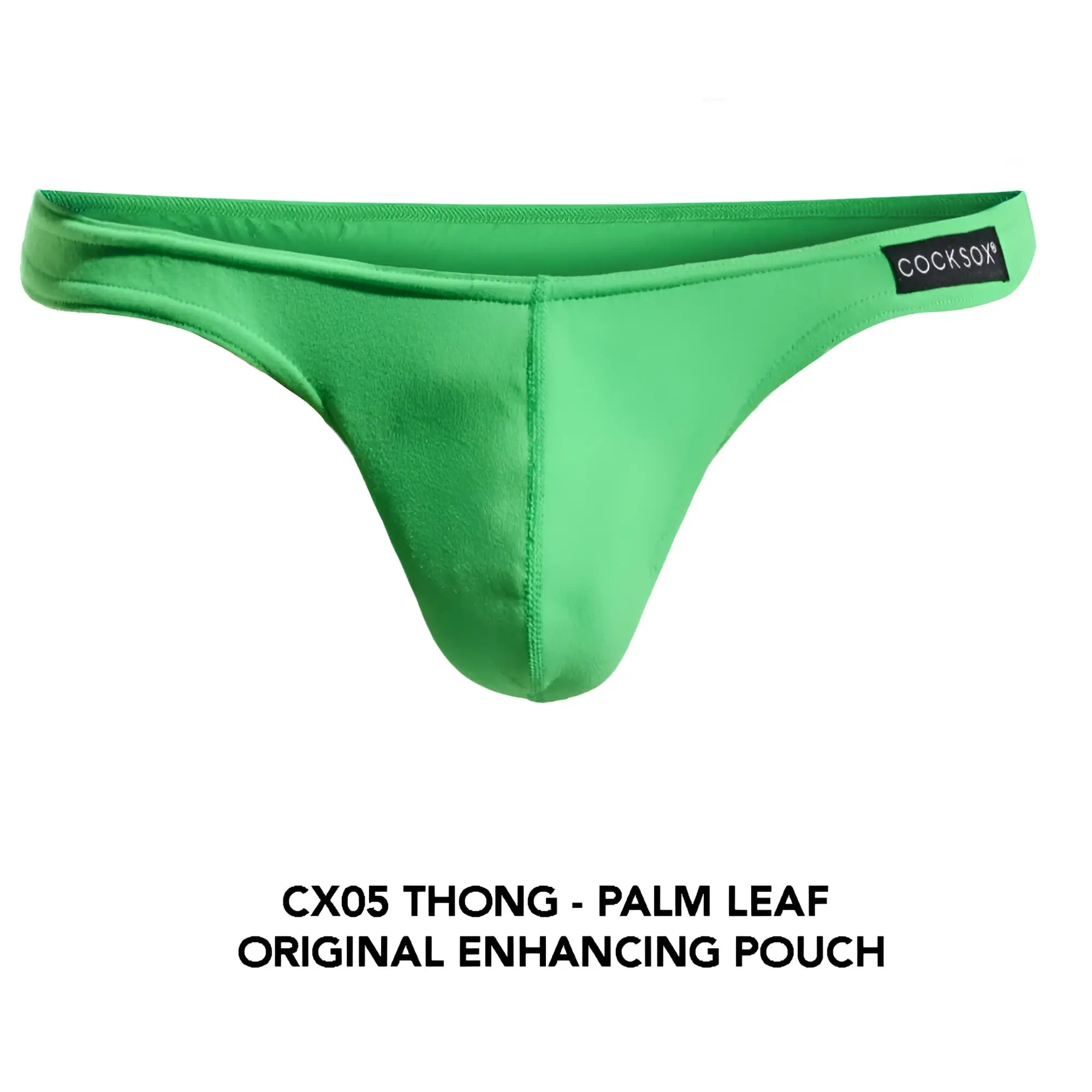 Vibrant green cocksox cx05 thong with sleek form-fitting design and original enhancing pouch for comfort and support