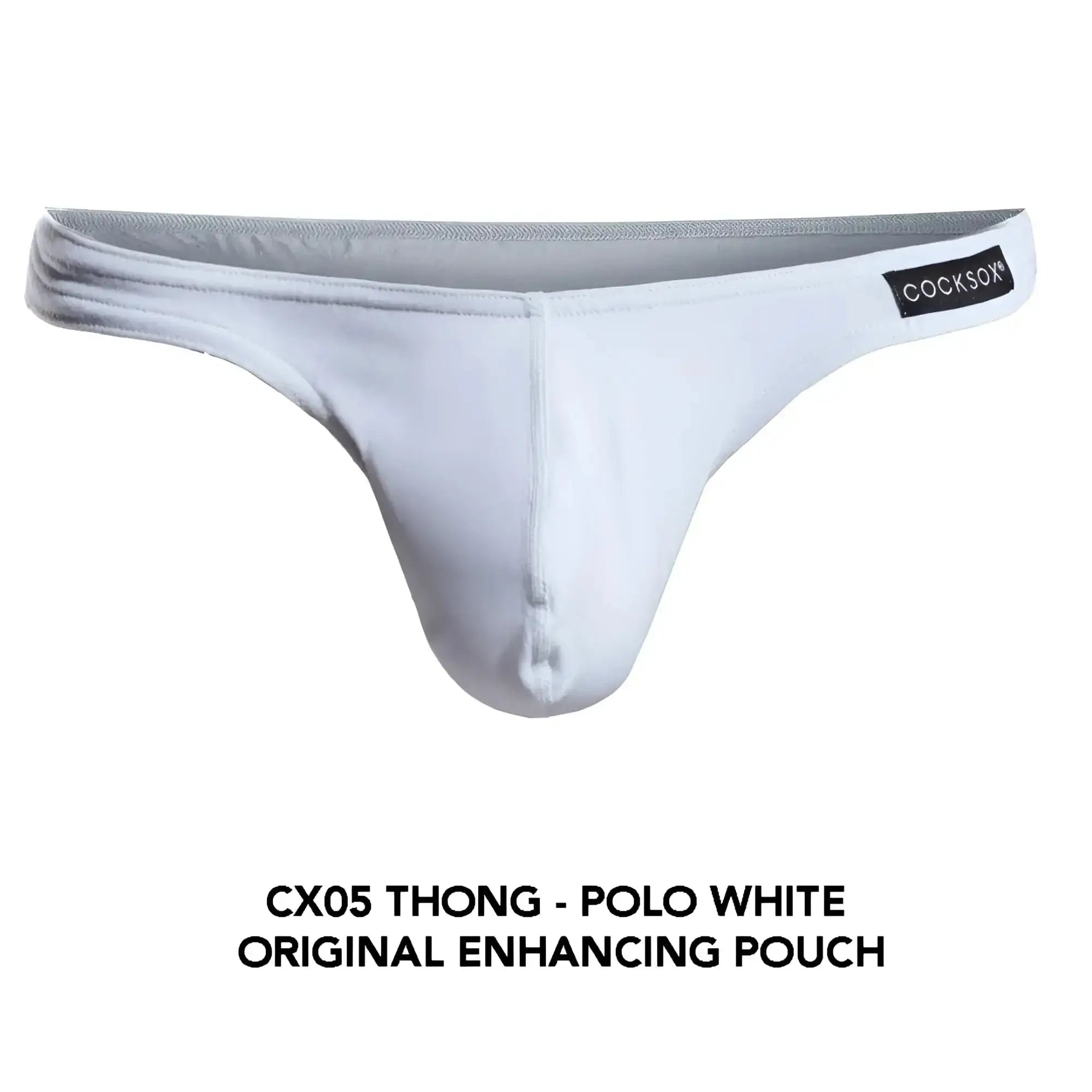White cocksox cx05 thong with gray waistband and branded label designed for comfortable everyday wear