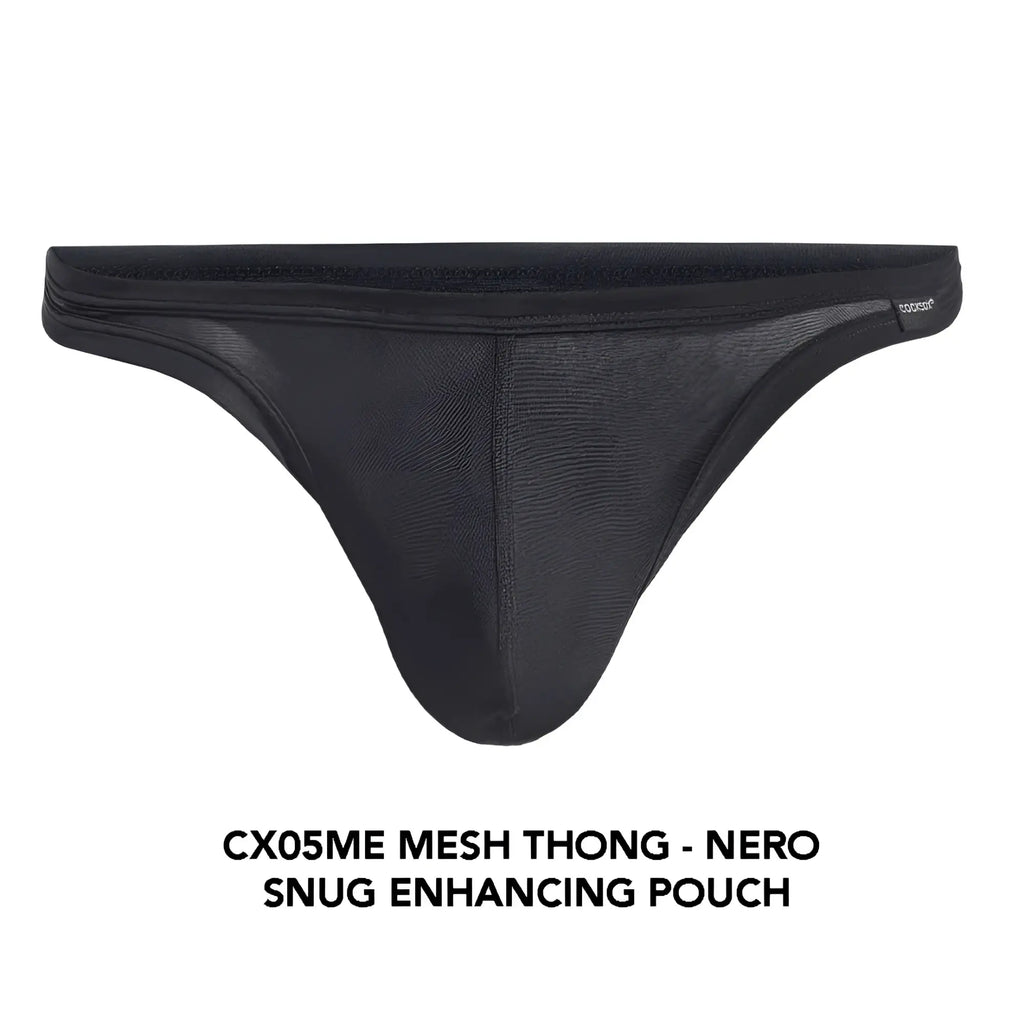 Black mesh thong cocksox cx05me with snug enhancing pouch design made from breathable mesh material