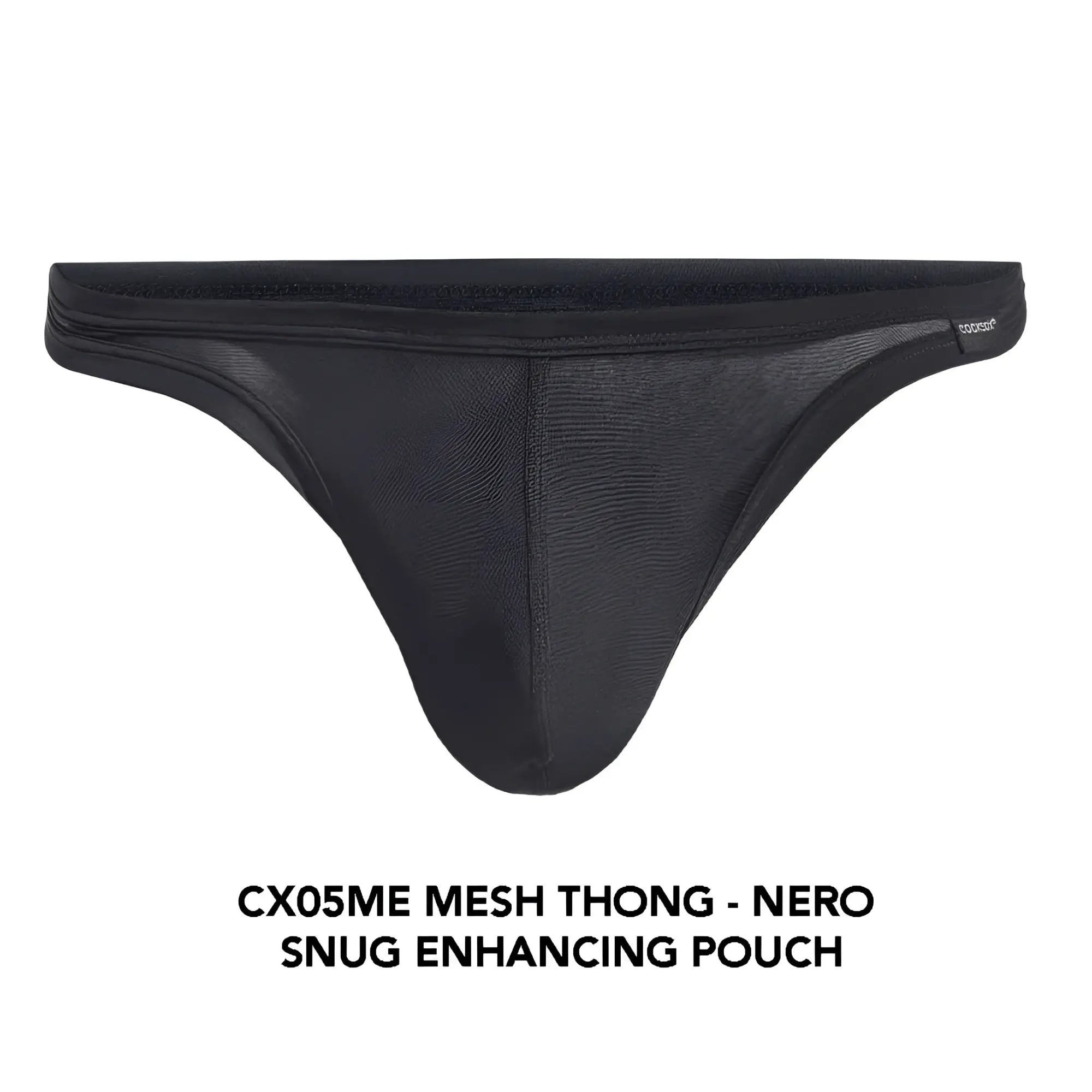 Black mesh thong cocksox cx05me with snug enhancing pouch design made from breathable mesh material