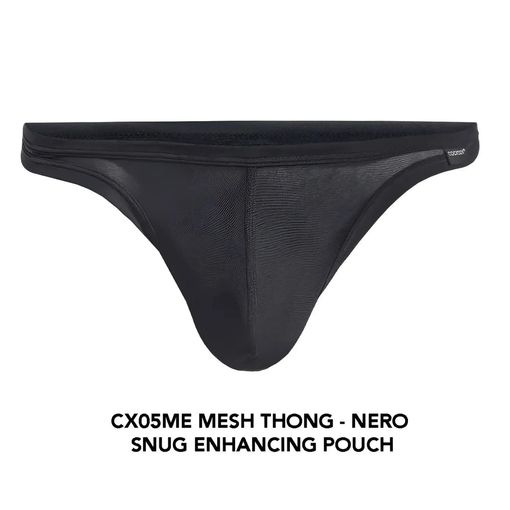 Black mesh thong cocksox cx05me with snug enhancing pouch design made from breathable mesh material