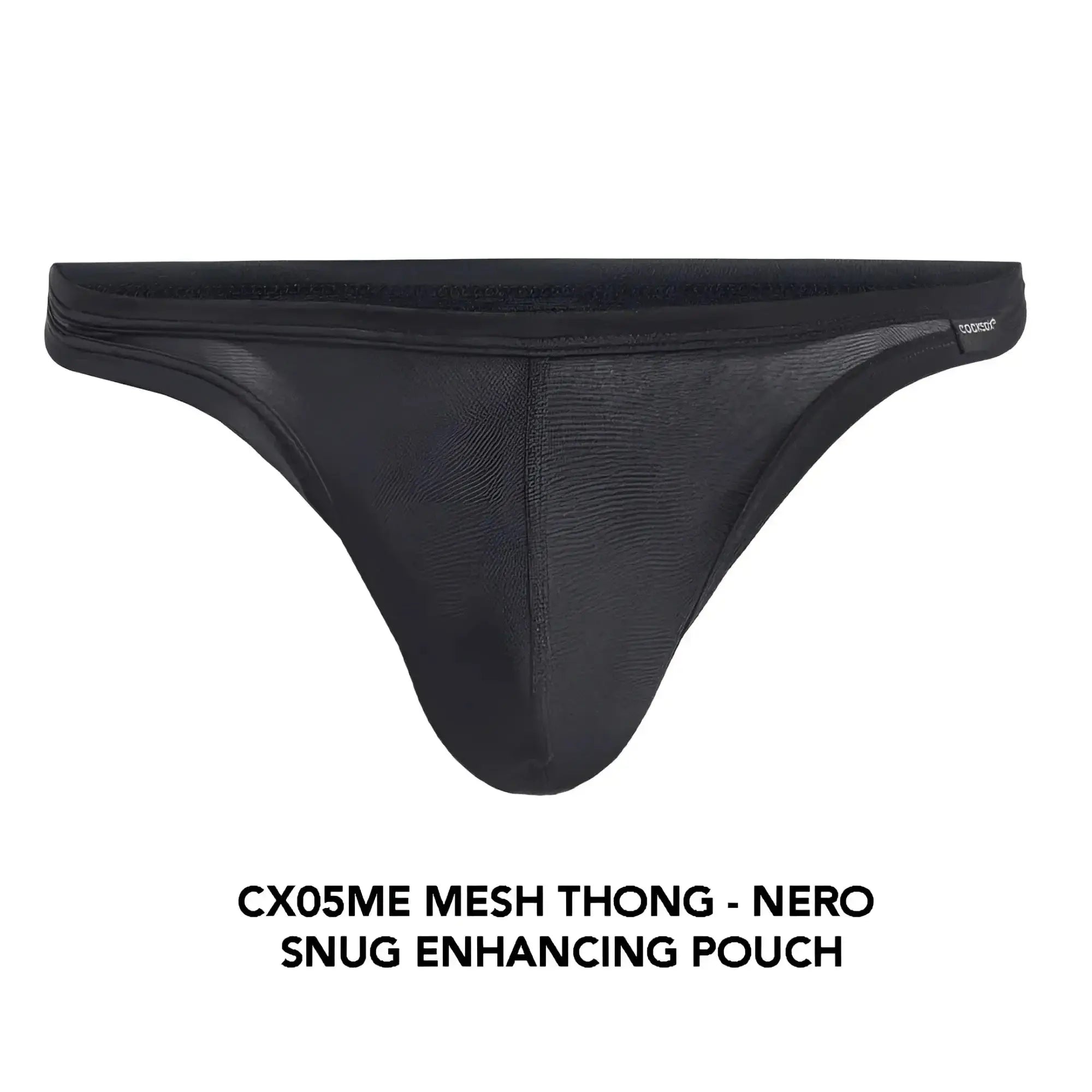 Black mesh thong cocksox cx05me with snug enhancing pouch design made from breathable mesh material