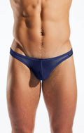 Navy blue mesh thong cocksox cx05me with sleek form-fitting design shown from the back side
