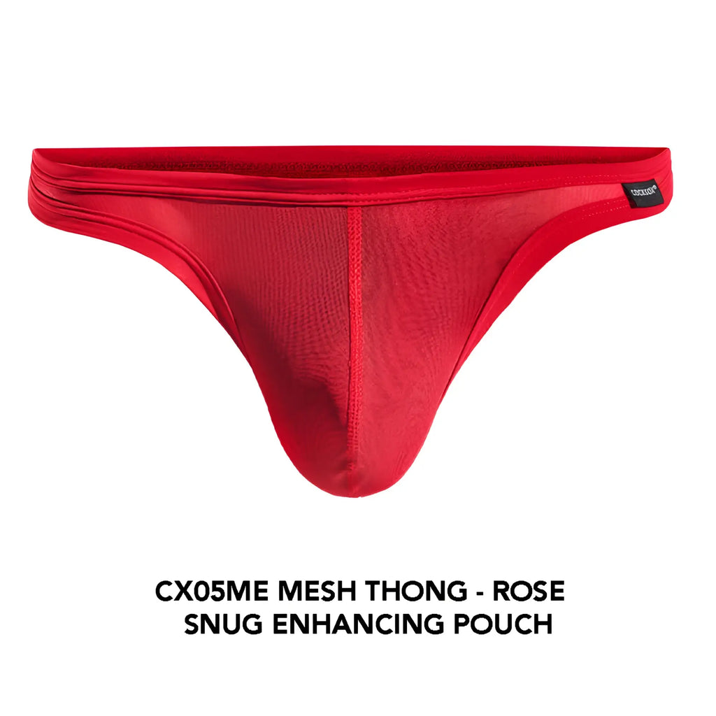 Cocksox cx05me red mesh thong with snug enhancing pouch design for comfortable support and breathability