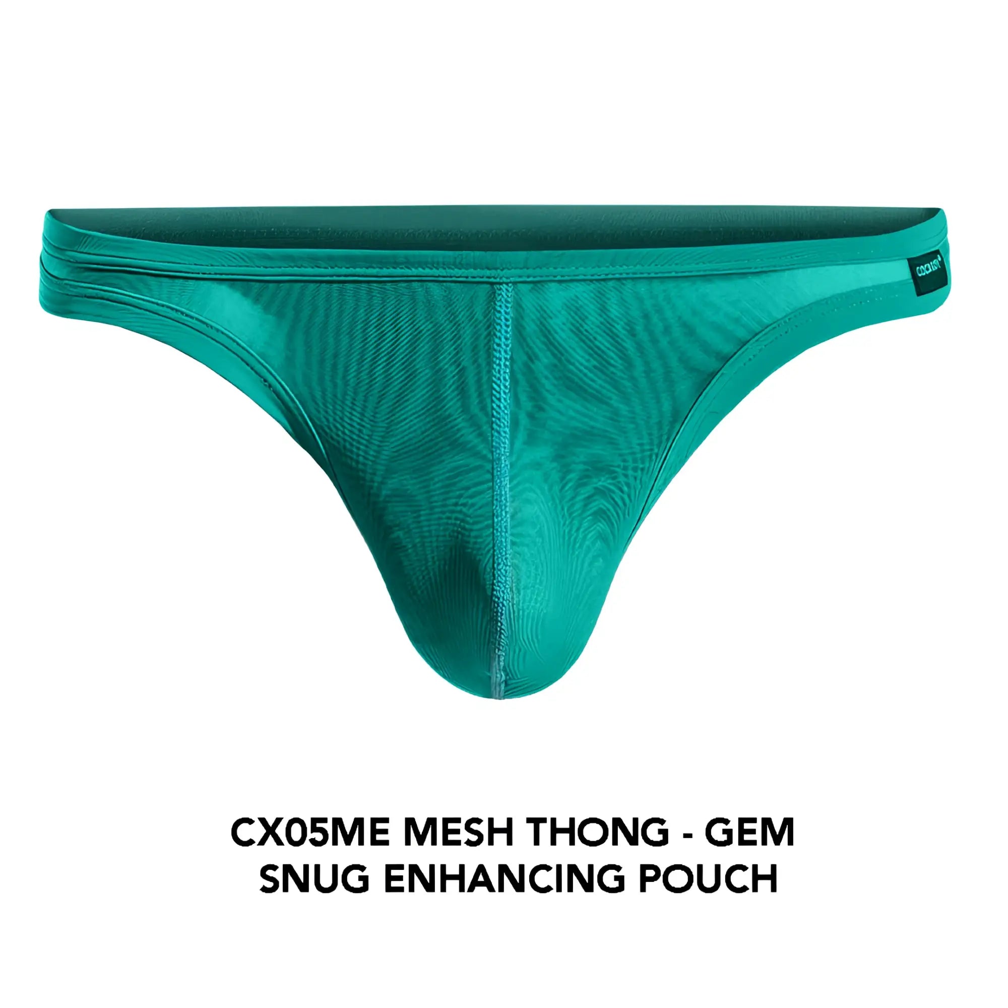 Cocksox cx05me mesh thong in teal with a snug enhancing pouch design made of breathable mesh fabric