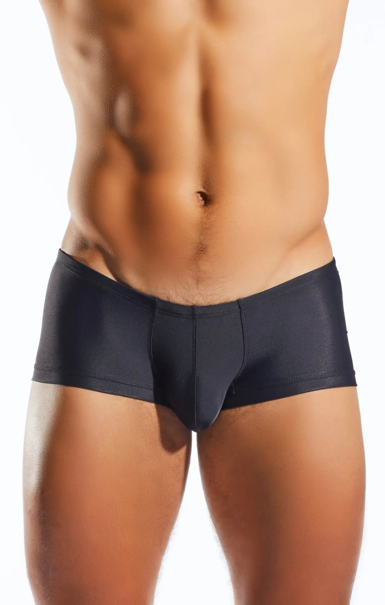 Black cocksox cx08 swim trunk briefs with smooth stretchy fabric and contoured design for a snug fit