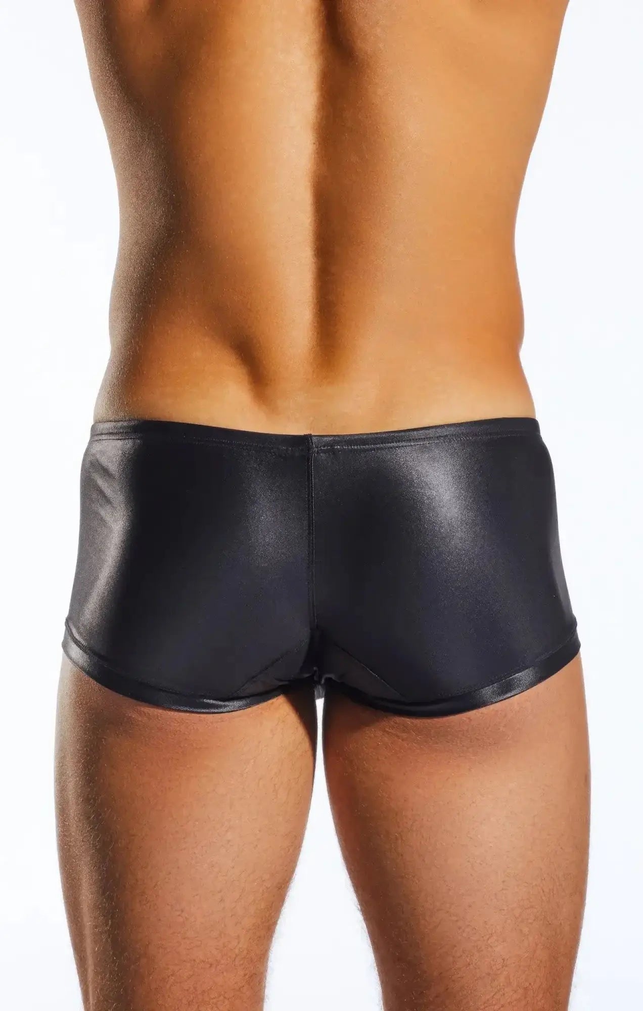 Cocksox cx08gs black shiny faux leather swim trunks designed for stylish and comfortable swimwear use