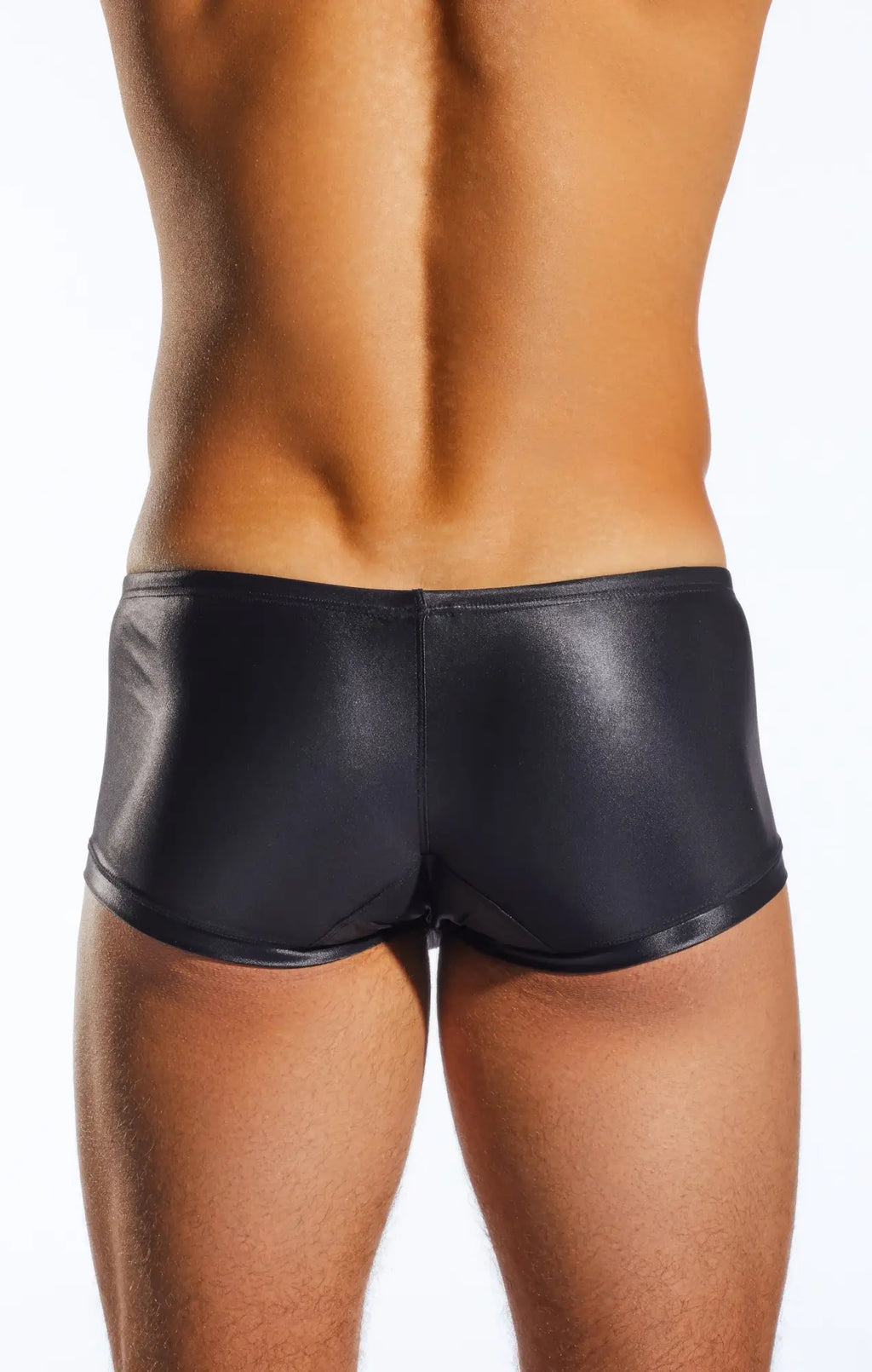Cocksox cx08gs black shiny faux leather swim trunks designed for stylish and comfortable swimwear use