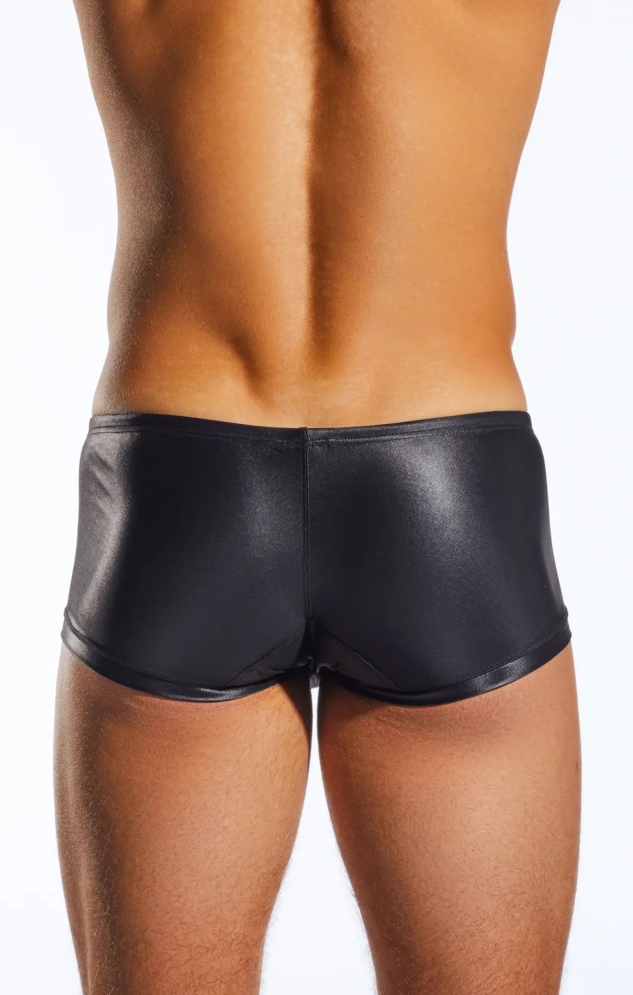 Cocksox cx08gs black shiny faux leather swim trunks designed for stylish and comfortable swimwear use