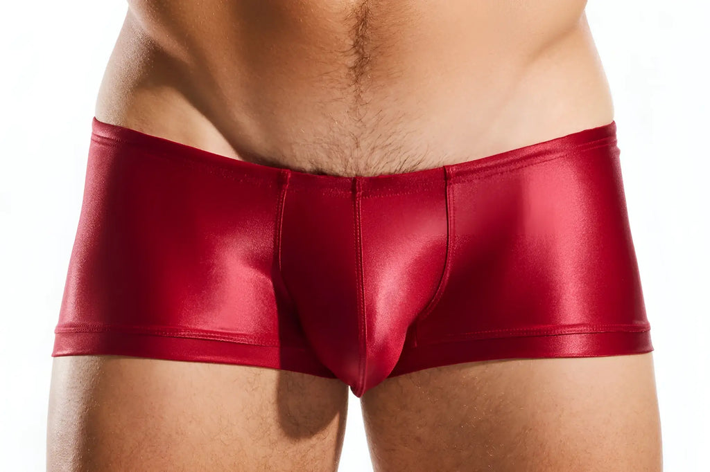Cocksox CX08GS swim trunk metallic red briefs with sleek shiny finish designed for stylish swimwear use