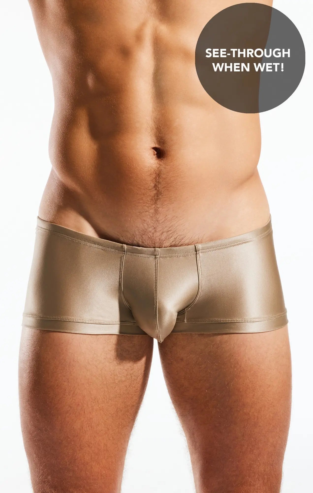 Cocksox cx08gs swim trunk shiny metallic gold form-fitting briefs made of sleek material for swimwear use