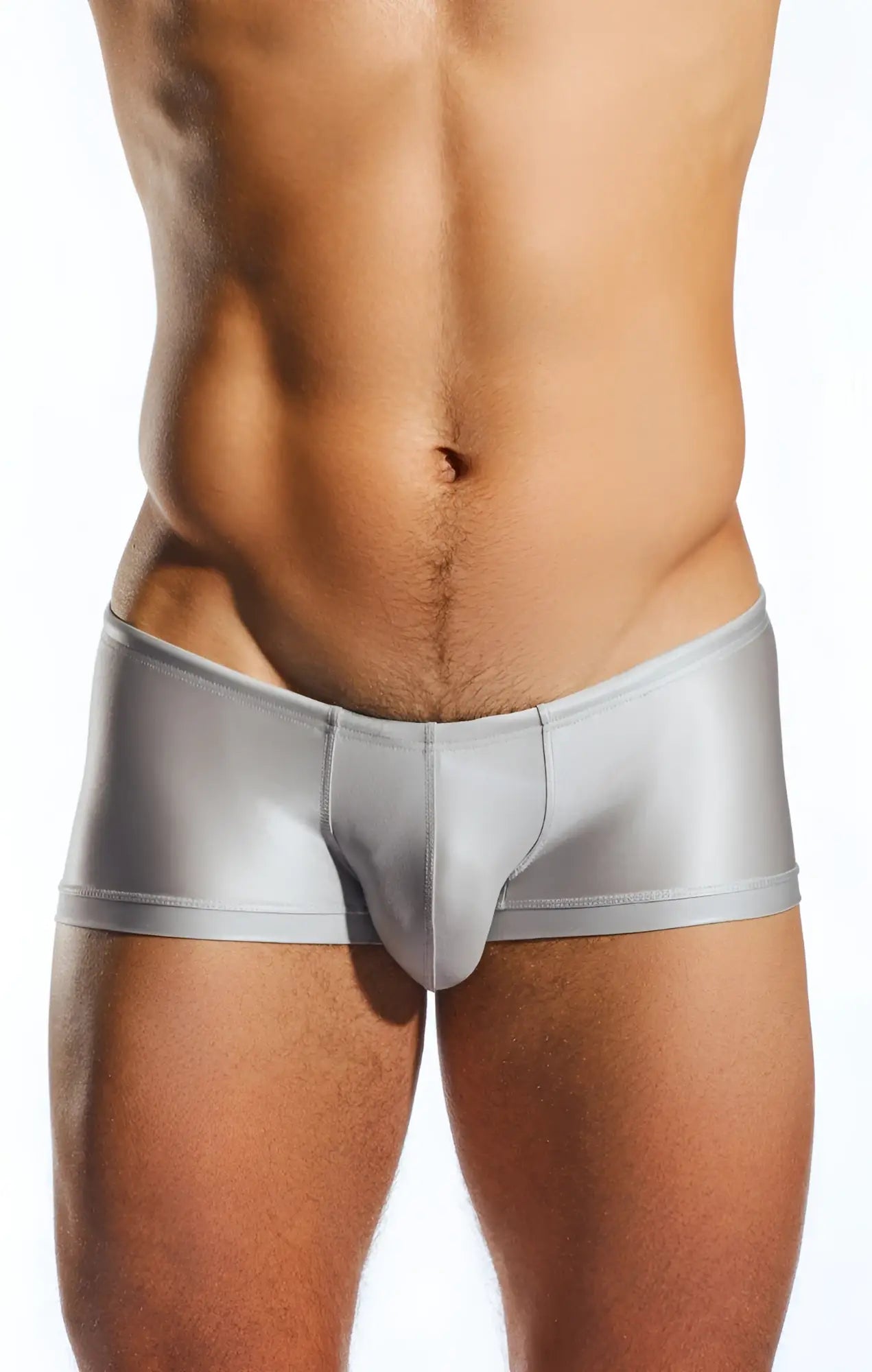 Silver metallic cocksox cx08gs swim trunk briefs with a sleek form-fitting design