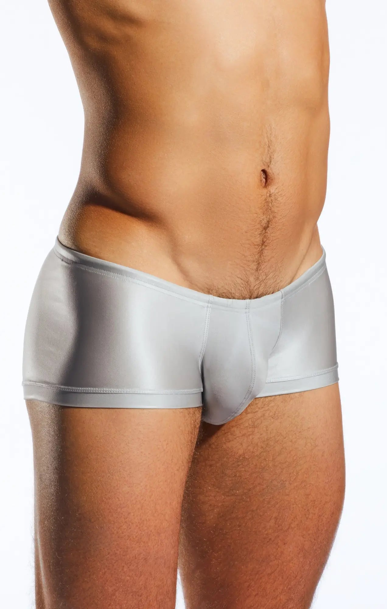Silver metallic cocksox cx08gs swim trunk briefs with sleek form-fitting design for swimwear use