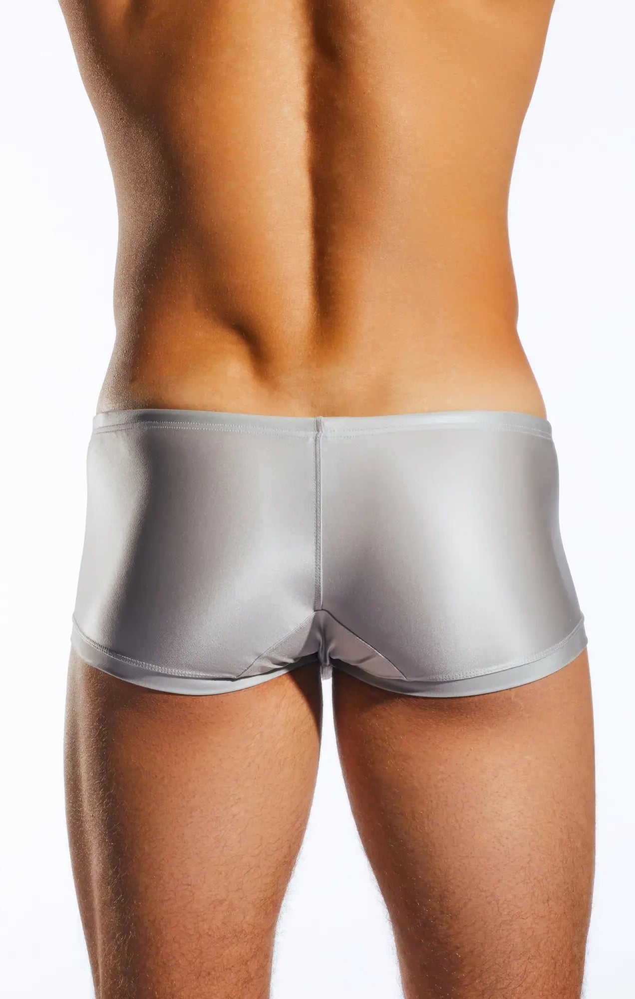 Cocksox CX08GS swim trunk in silver shiny form-fitting fabric designed for stylish and comfortable swimwear