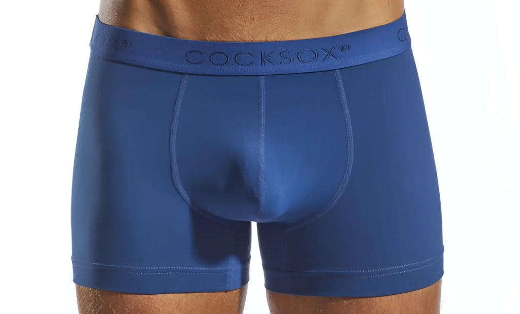 Blue Cocksox CX12 boxer briefs with smooth form fitting design and reinforced stitching for men’s comfort and support