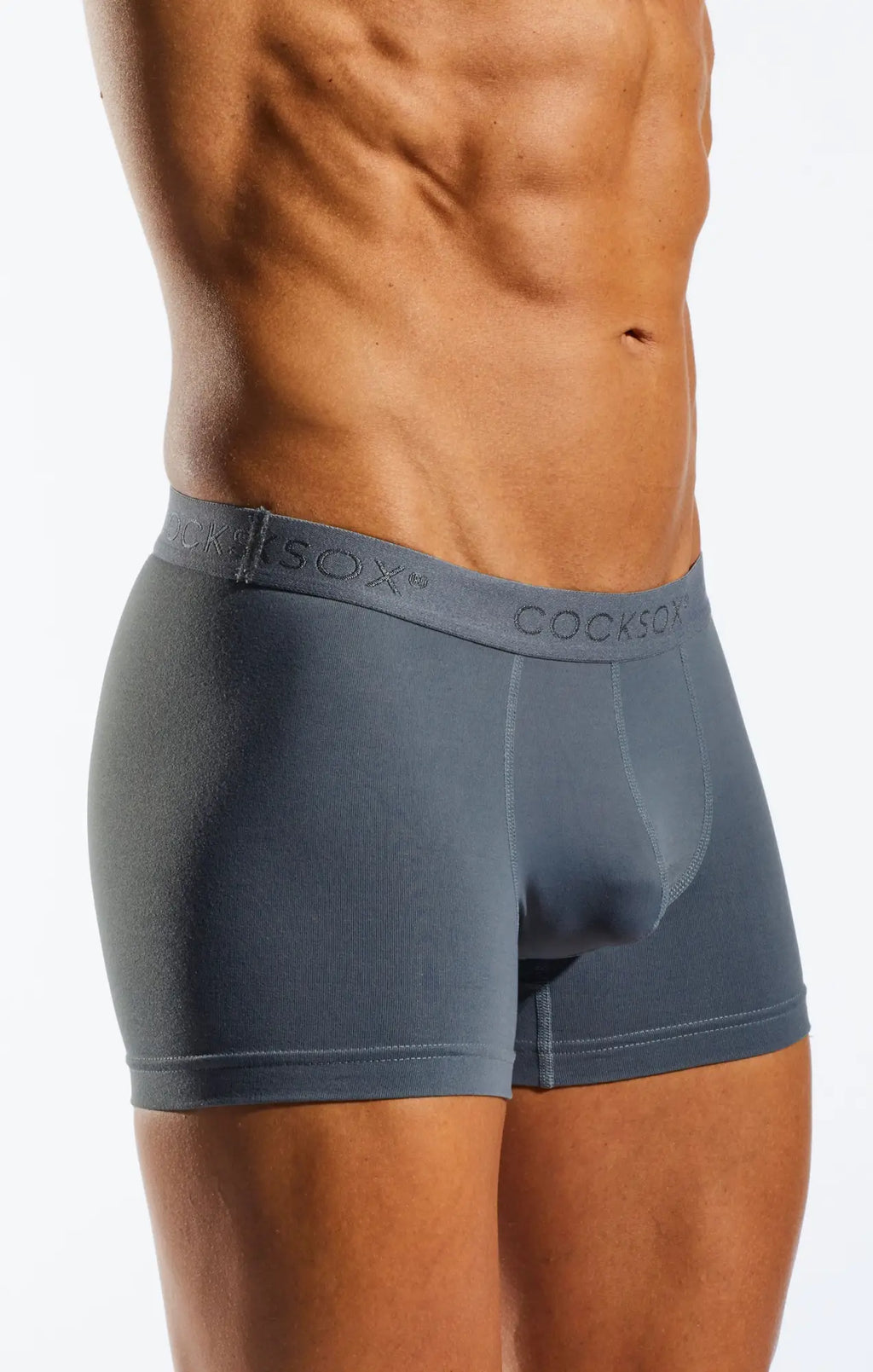 Gray Cocksox CX12 boxer briefs with ribbed waistband and seamless construction for comfortable everyday wear