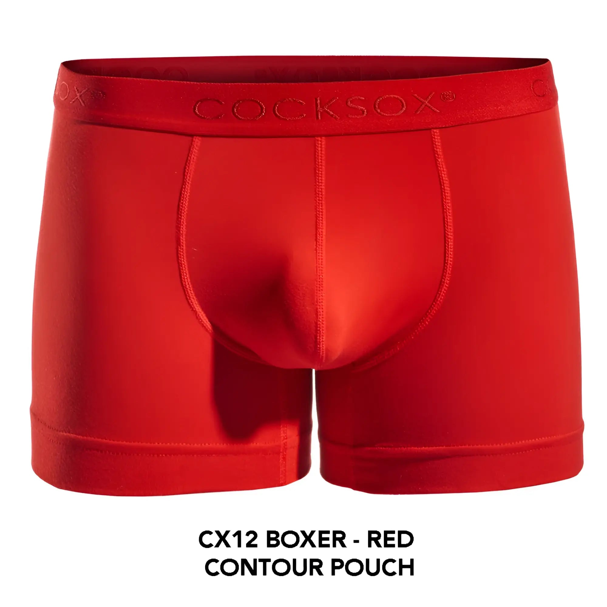Red cocksox cx12 boxer briefs with contour pouch design for comfortable and supportive everyday wear