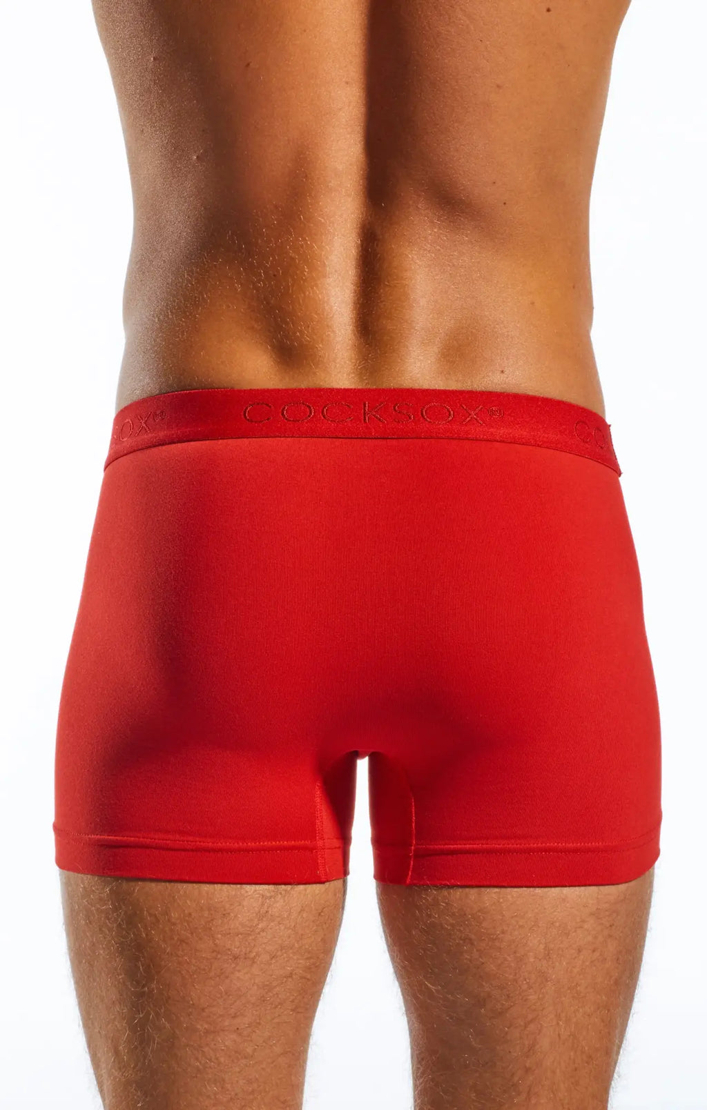 Red men’s boxer briefs cocksox cx12 with matching elastic waistband and subtle gray cocksox branding
