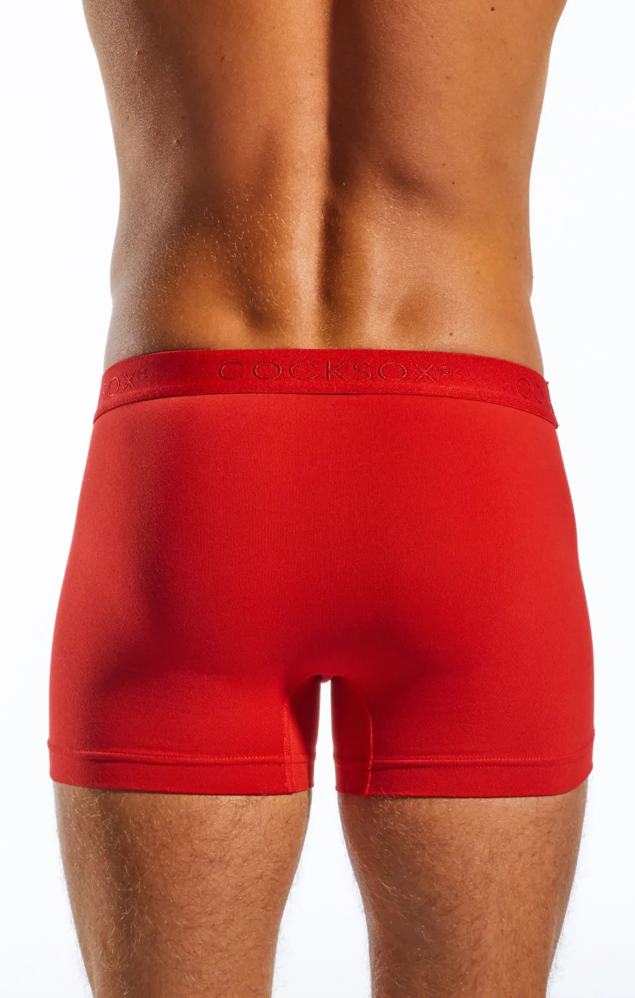 Red men’s boxer briefs cocksox cx12 with matching elastic waistband and subtle gray cocksox branding