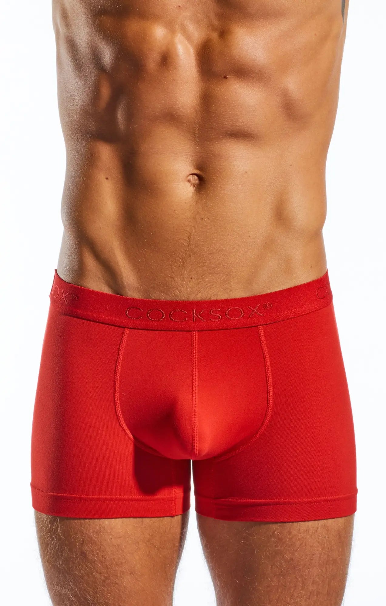 Red Cocksox CX12 boxer men’s briefs with snug fit and elastic waistband designed for comfort and support