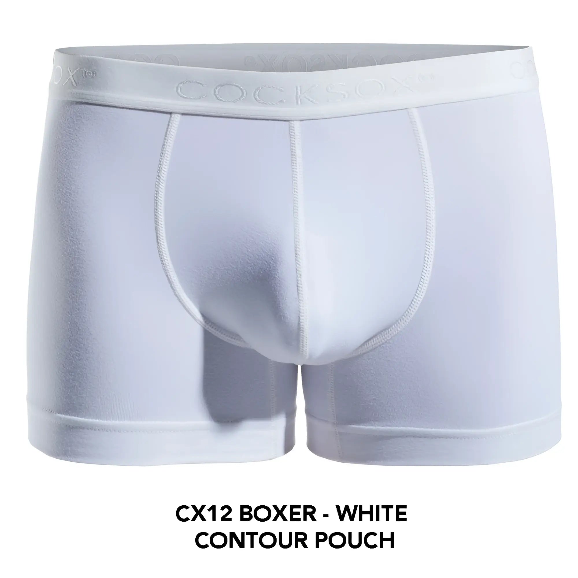 White cocksox cx12 boxer briefs with contour pouch design offering support and comfort in soft fabric