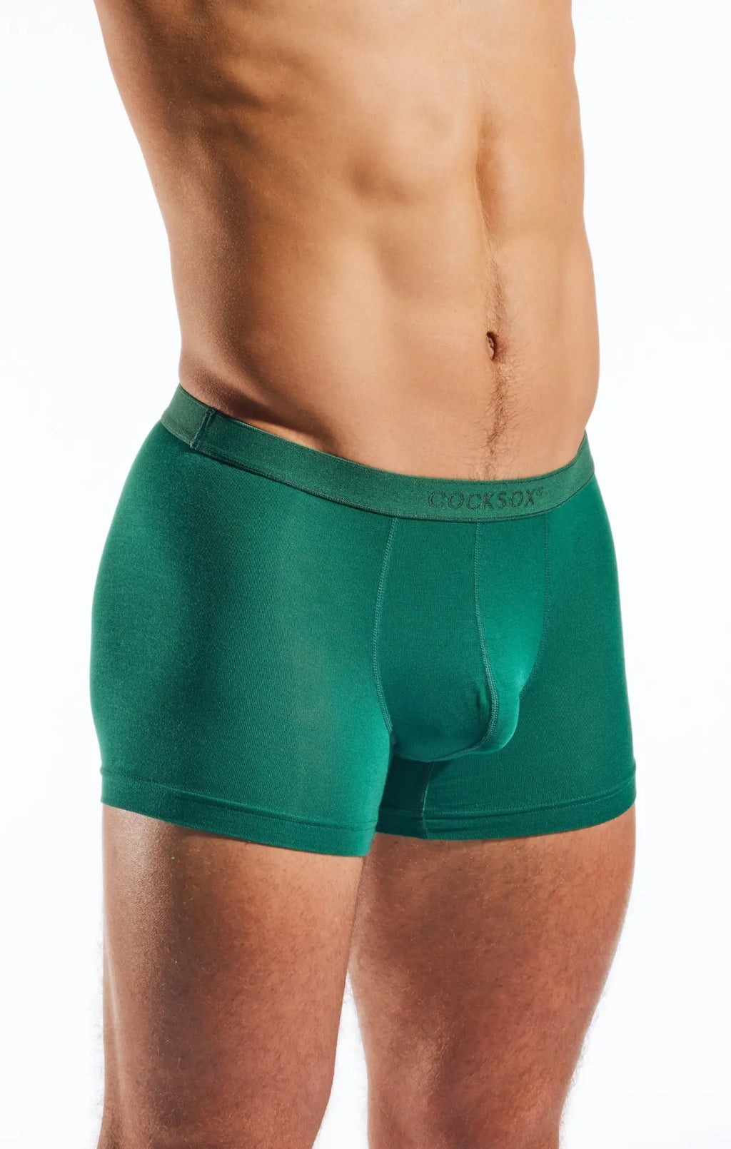 Green cocksox cx12md boxer briefs with a snug fit and elastic waistband designed for comfort and support