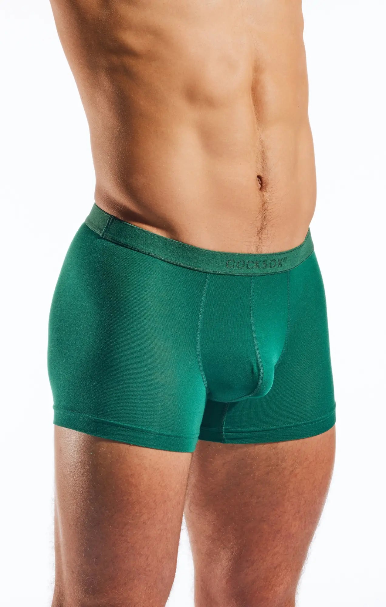 Green cocksox cx12md boxer briefs with a snug fit and elastic waistband designed for comfort and support