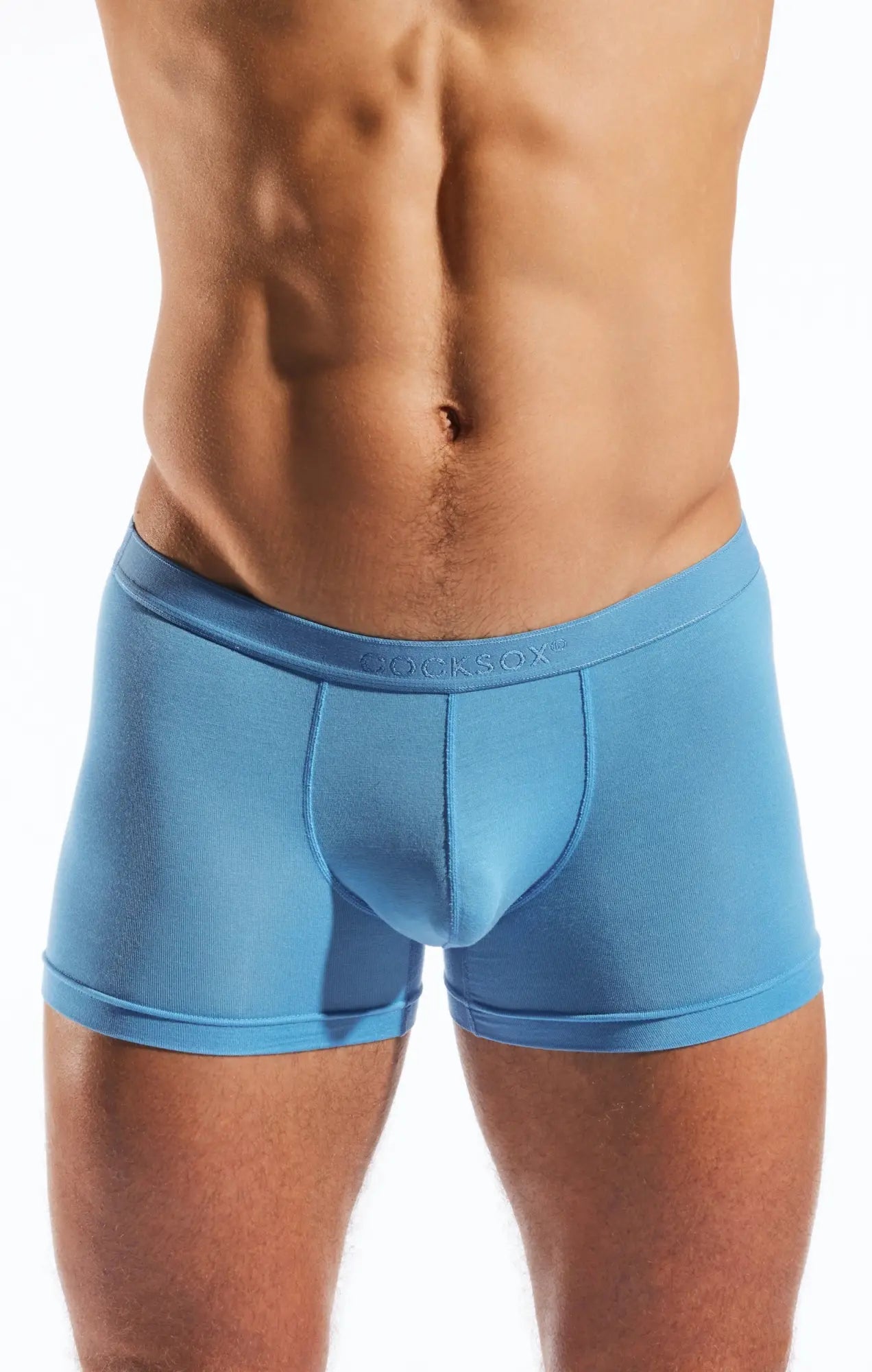 Light blue cocksox CX12MD boxer men’s briefs with smooth form-fitting design and elastic waistband