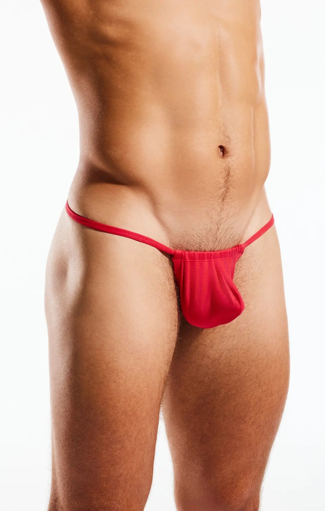 Red Cocksox CX14BB Slingshot thong made of stretchy fabric with a gathered front panel for a form-fitting fit