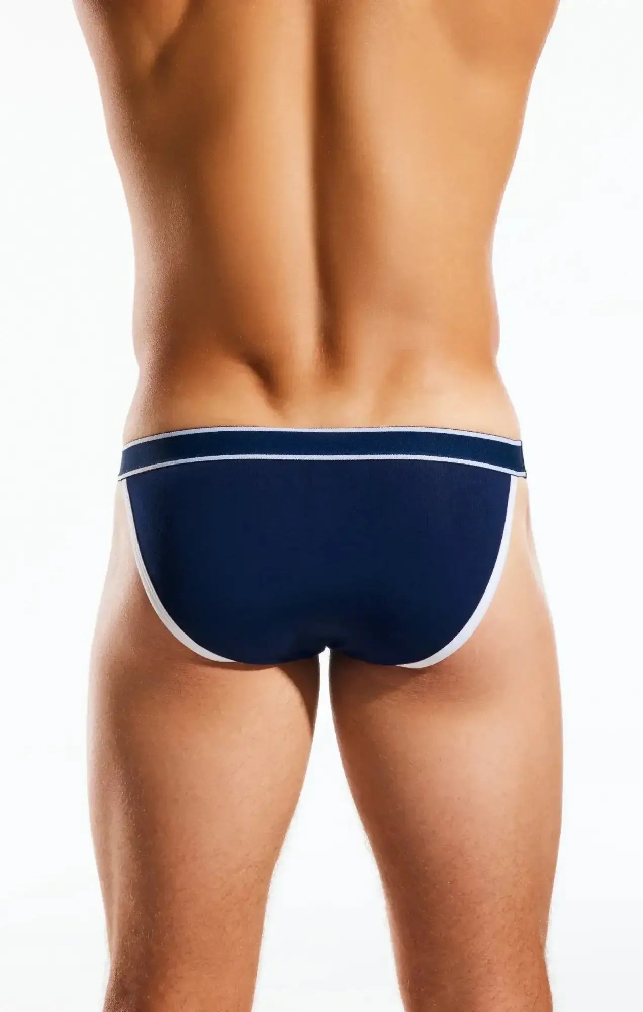 Navy blue cocksox cx16bb bikini briefs with white trim and subtle textured waistband for comfortable wear