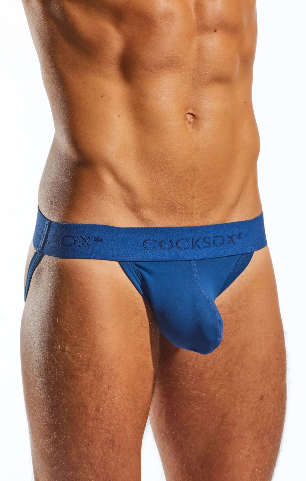 Cocksox CX21N blue jockstrap with smooth form-fitting design for comfortable support and active wear