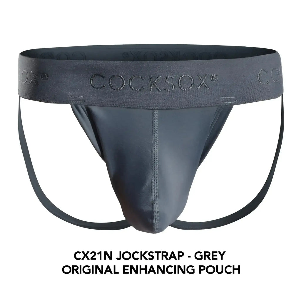 Grey cocksox cx21n jockstrap with smooth form-fitting design and reinforced waistband for comfortable support