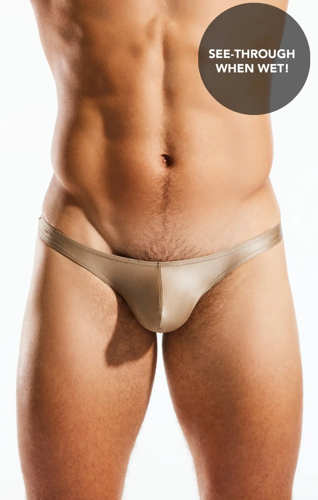 Beige see-through wet-when-wet briefs backside of cocksox cx22gs swim thong made of sheer material
