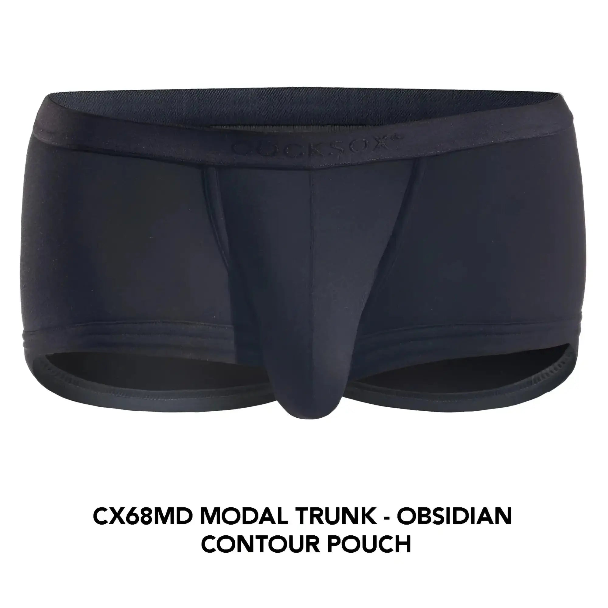 Black modal cocksox cx68md trunk with contour pouch and branded waistband for comfortable everyday wear