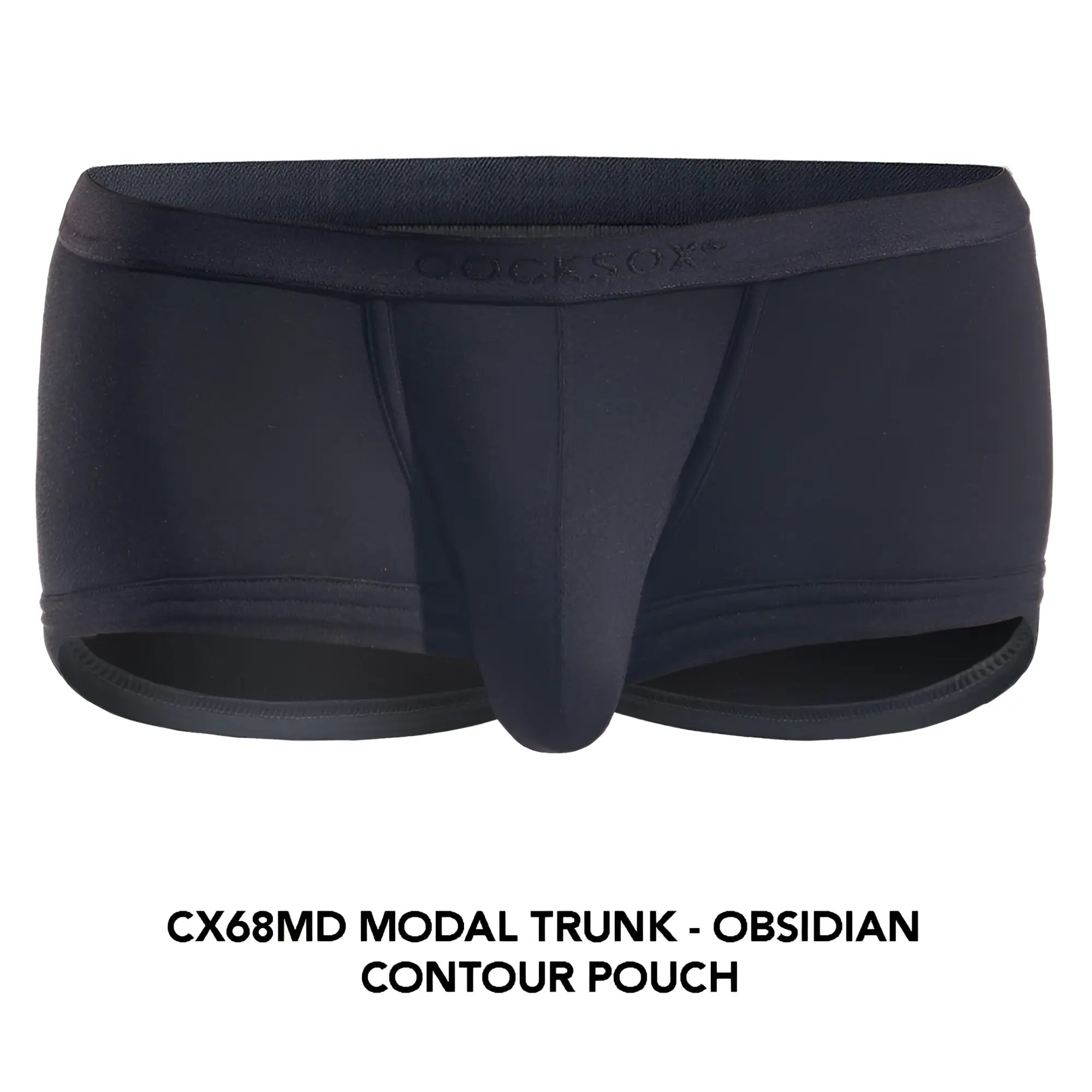 Black modal cocksox cx68md trunk with contour pouch and branded waistband for comfortable everyday wear