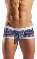 Cocksox cx68md trunk boxer briefs in blue and red pattern with white trim designed for comfort and style