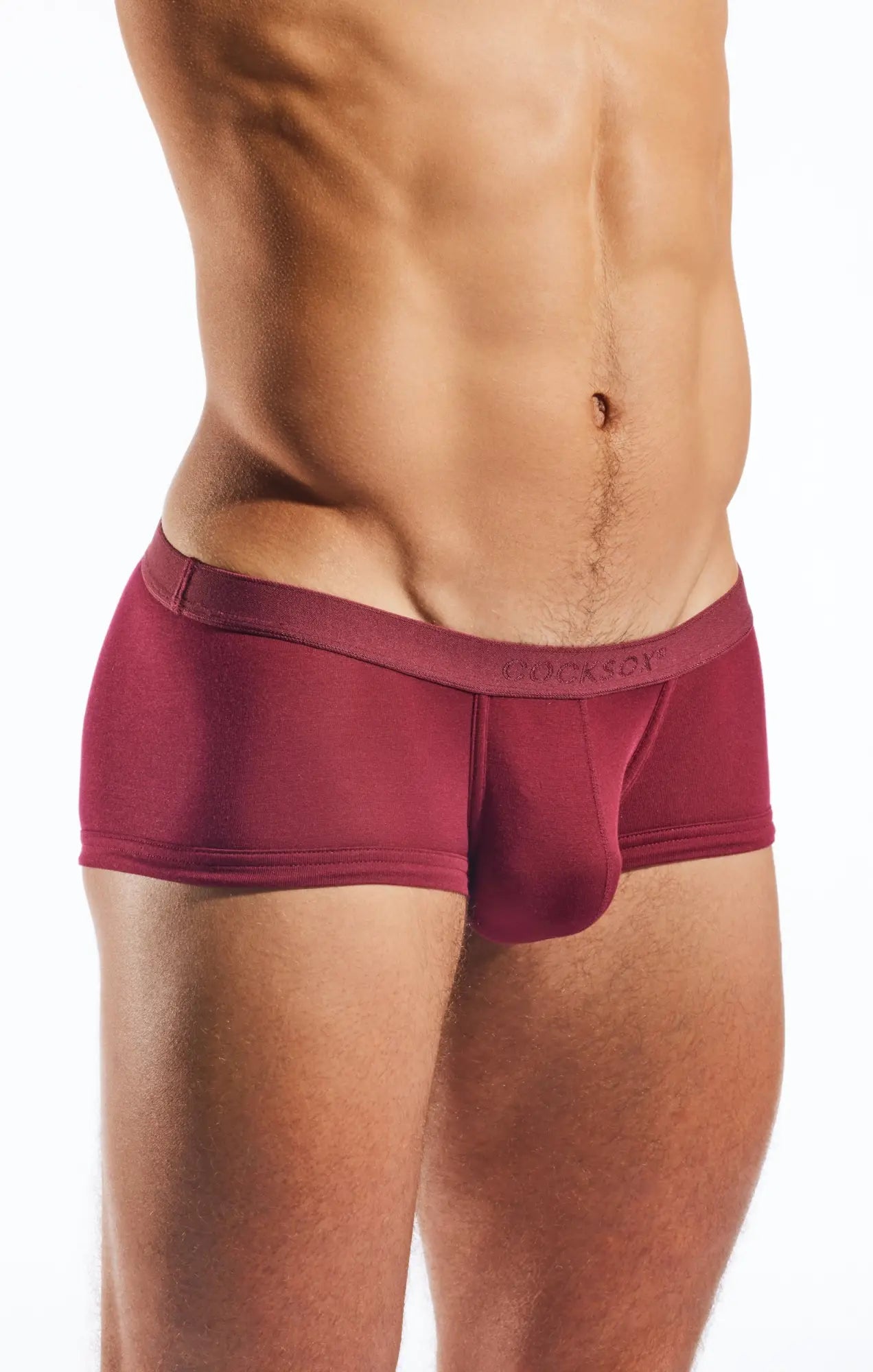 Maroon cocksox cx68md trunk men’s briefs with smooth fabric and subtle brand logo on the waistband