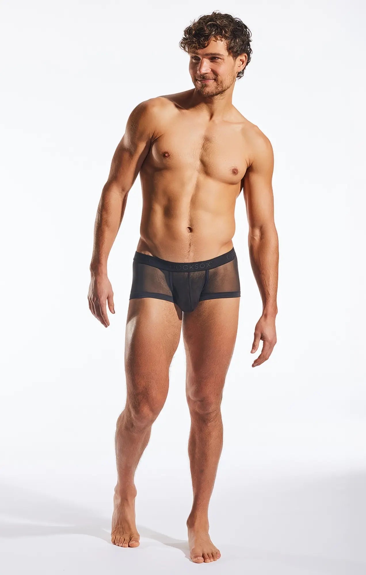 Black mesh briefs cocksox cx68me mesh trunk with solid black waistband for breathable comfort