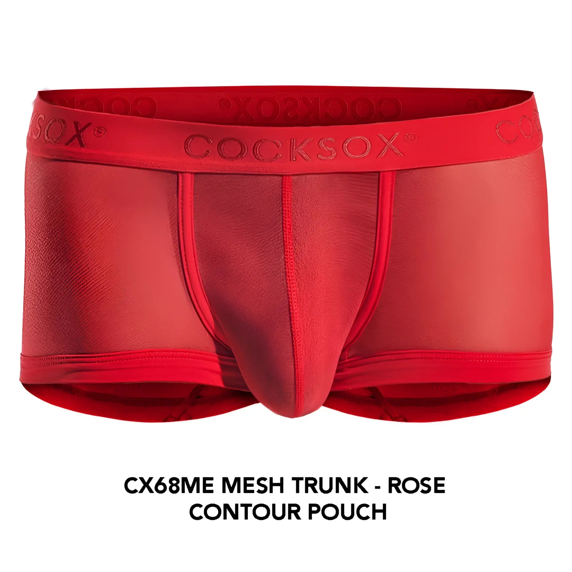 Red cocksox cx68me mesh trunk featuring a contour pouch design and breathable mesh fabric