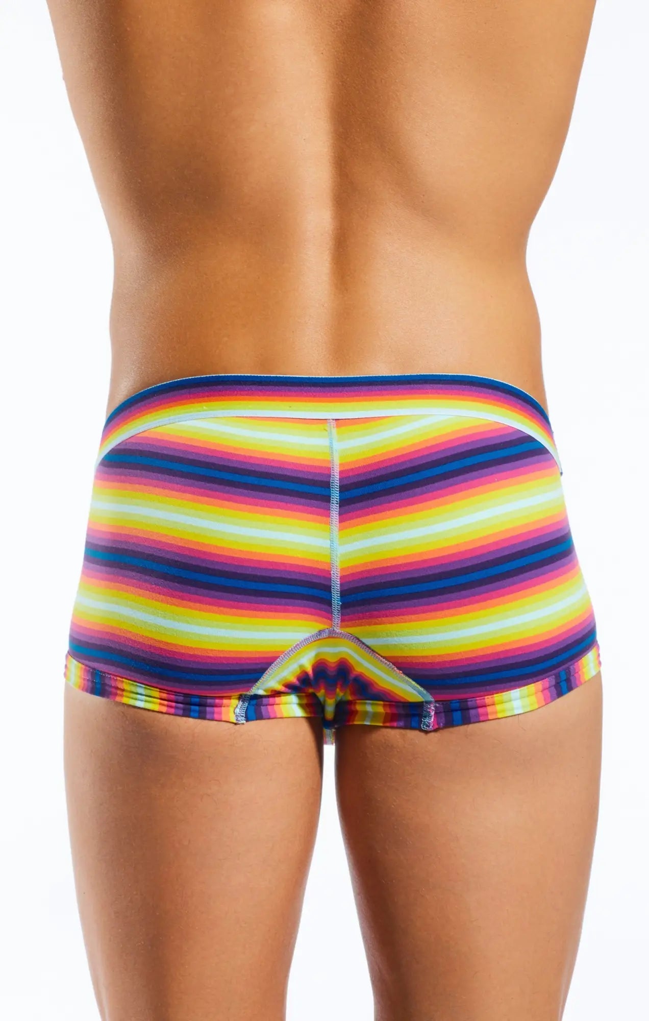 Cocksox CX68N trunk vibrant rainbow-striped men’s briefs with bold colorful pattern and elastic waistband