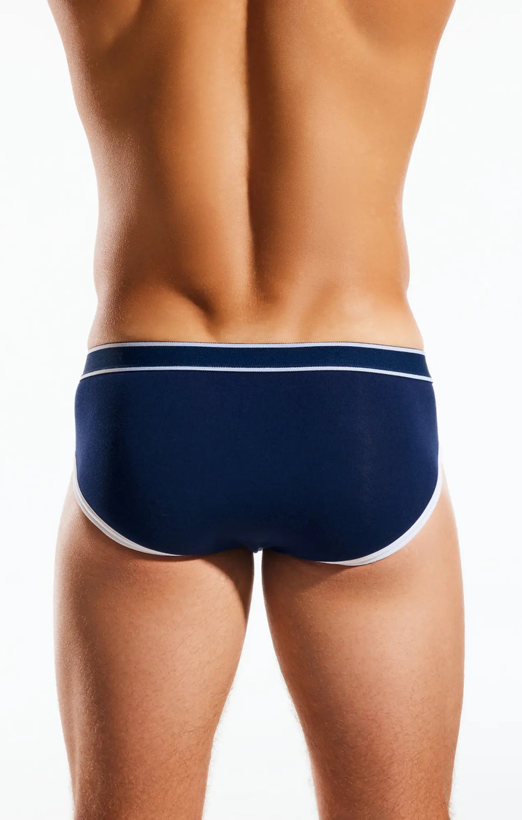 Navy blue Cocksox CX76BB sports briefs with white trim designed for athletic support and comfort