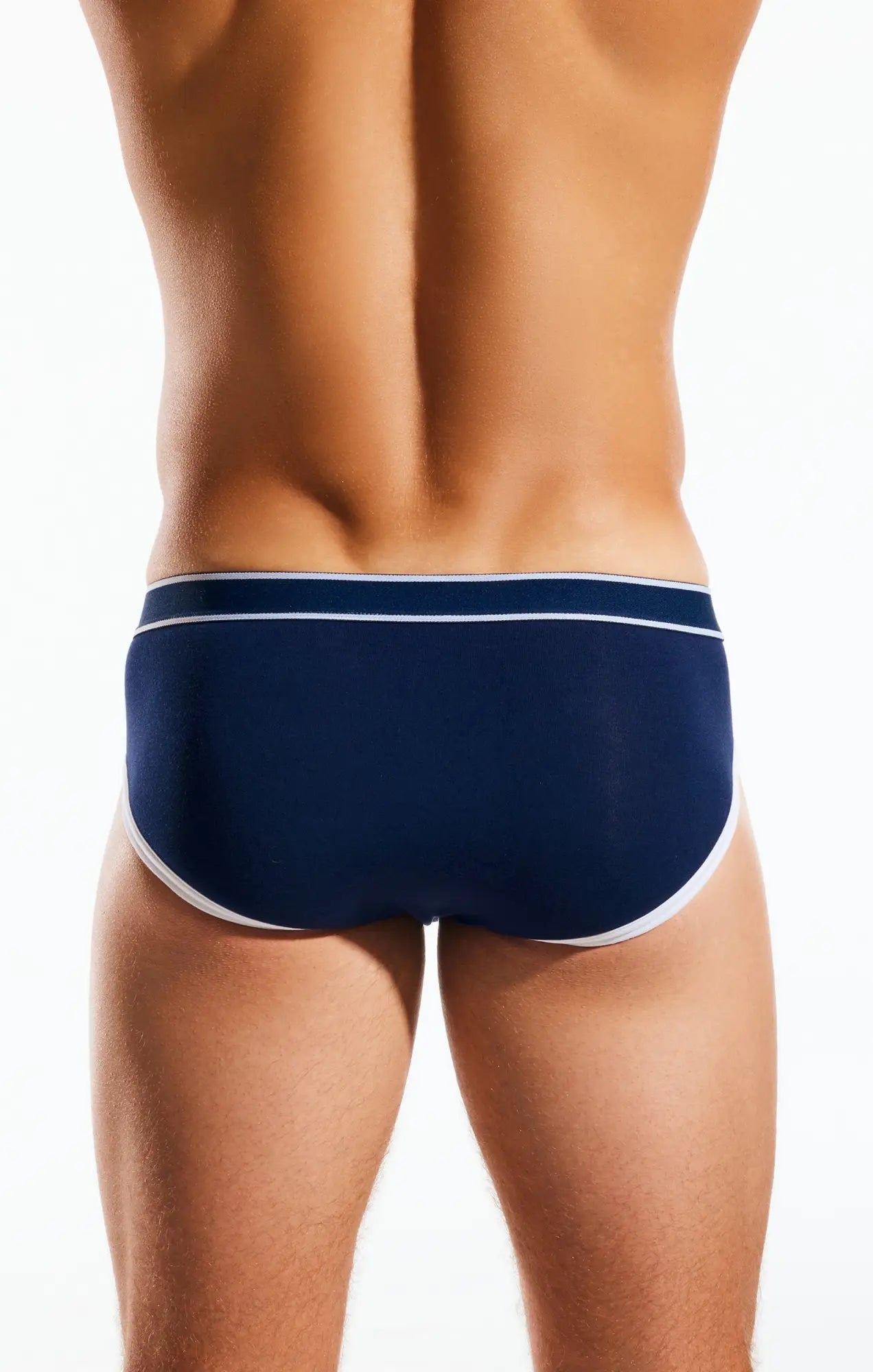 Navy blue Cocksox CX76BB sports briefs with white trim designed for athletic support and comfort