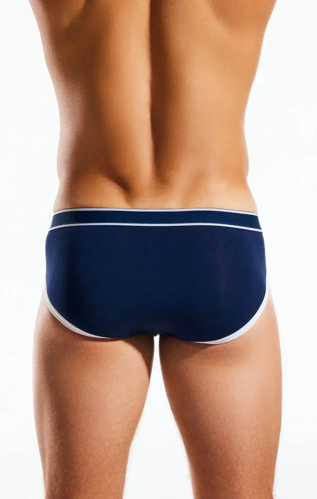 Navy blue Cocksox CX76BB sports briefs with white trim designed for athletic support and comfort