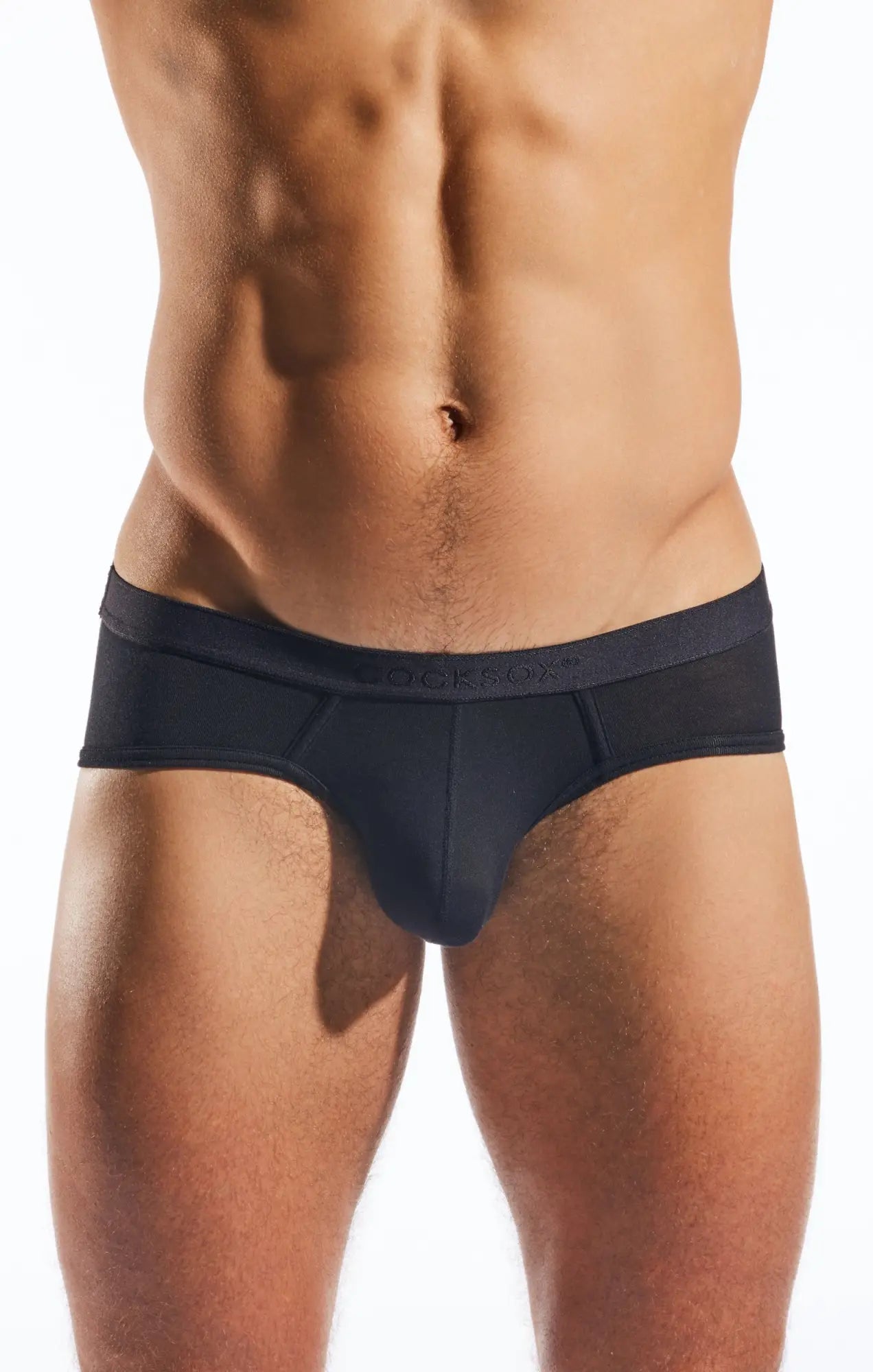 Black cocksox cx76md sports briefs with smooth form-fitting design and subtle brand logo on waistband