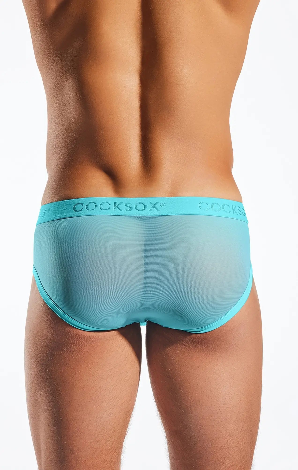 Cocksox CX76ME mesh sports brief in turquoise features seamless, form-fitting design with breathable mesh material