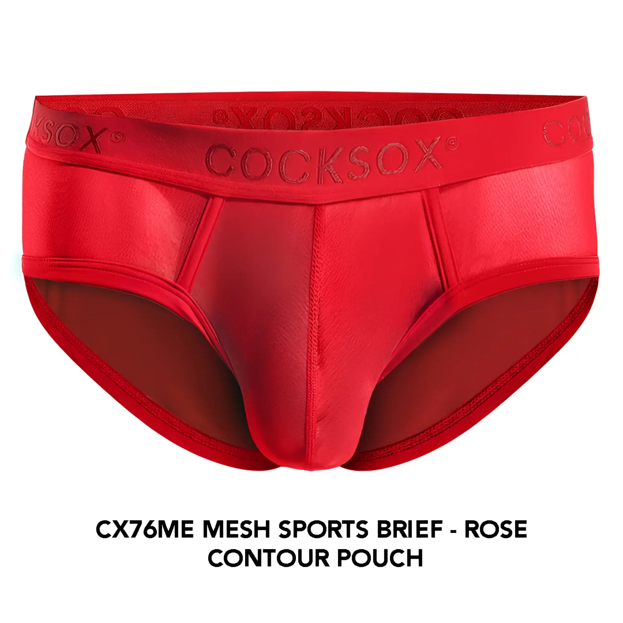 Red cocksox cx76me mesh sports brief with rose contour pouch design made for athletic use