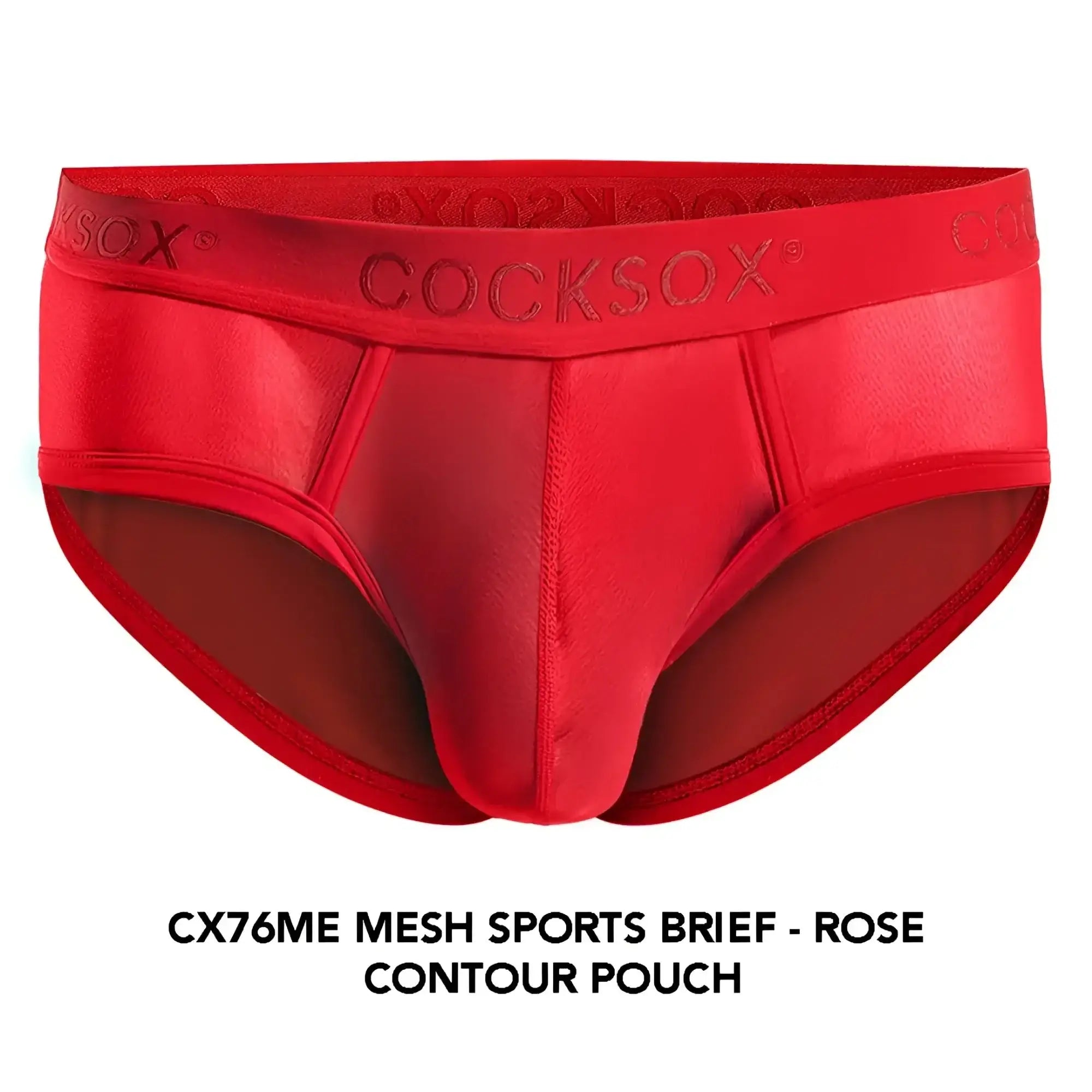 Red cocksox cx76me mesh sports brief with rose contour pouch design made for athletic use