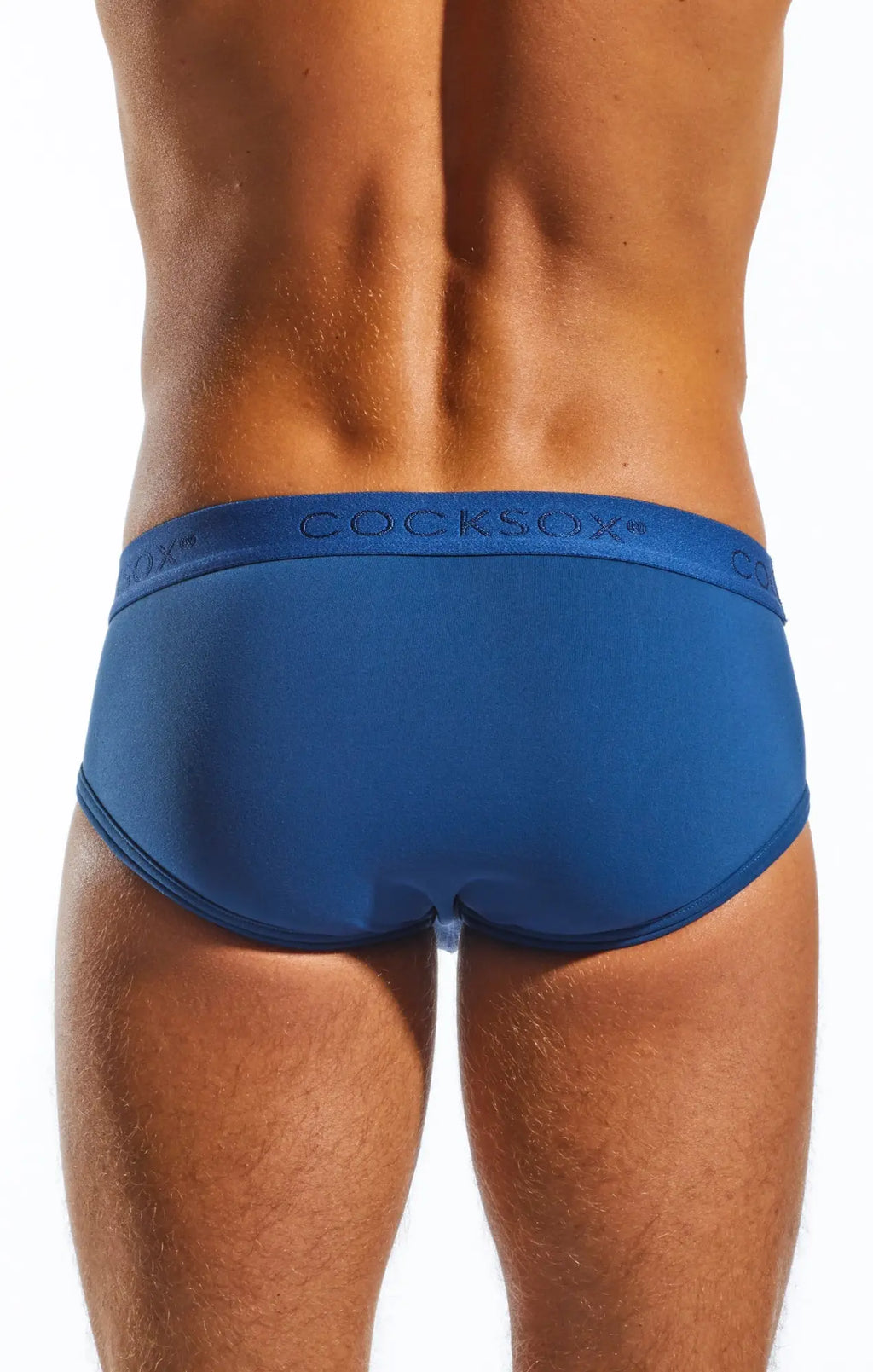 Blue cocksox cx76n sports brief with smooth form-fitting fabric and embroidered brand name waistband