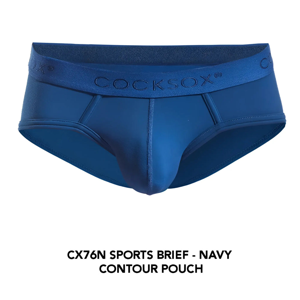 Navy blue cocksox cx76n sports brief with contour pouch design for athletic support and comfort