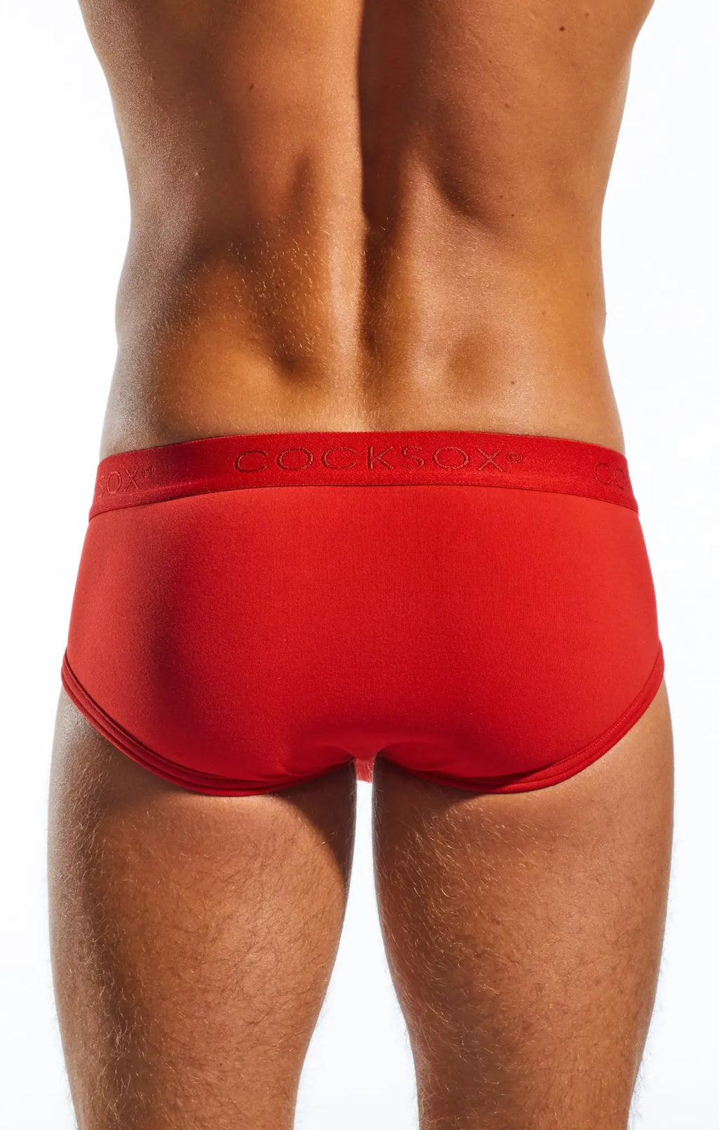 Red cocksox cx76n sports briefs with a matching elastic waistband designed for comfort and support